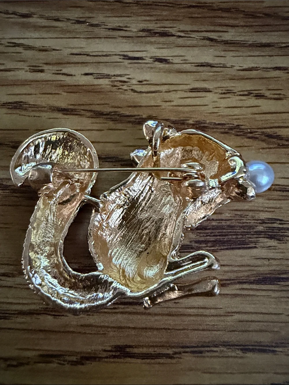 Green & Maroon Crystal Squirrel Brooch - Gold-Tone Accent